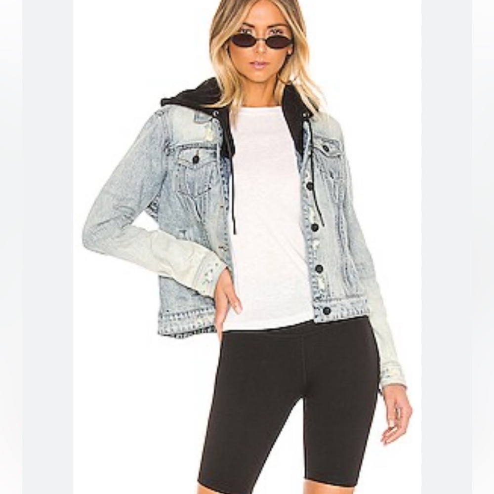 BlankNYC X Revolve Casual Encounter Denim Hooded Jacket in Washed Coat NWT XS